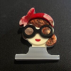 Chic Red and Black Brooch